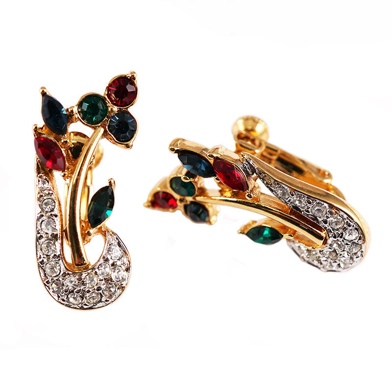 葉っぱのモチーフ イヤリング ヴィンテージアクセサリー 22KTゴールドプレート 金 ニッケルフリー KEYES カナダ製 欧米 プレゼント ギフト