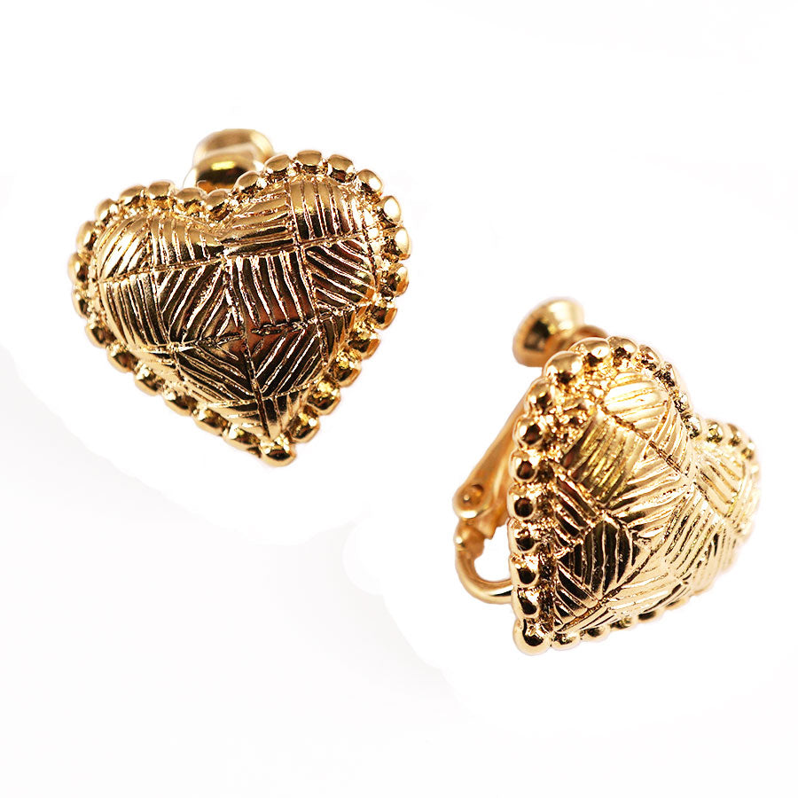 ハートのモチーフ イヤリング ヴィンテージアクセサリー 22KTゴールドプレート 金 ニッケルフリー KEYES カナダ製 欧米 プレゼント ギフト