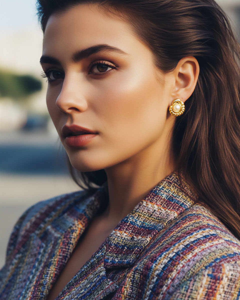 【RapportSelection】アンモナイト イヤリング ゴールド カナダ製 105243