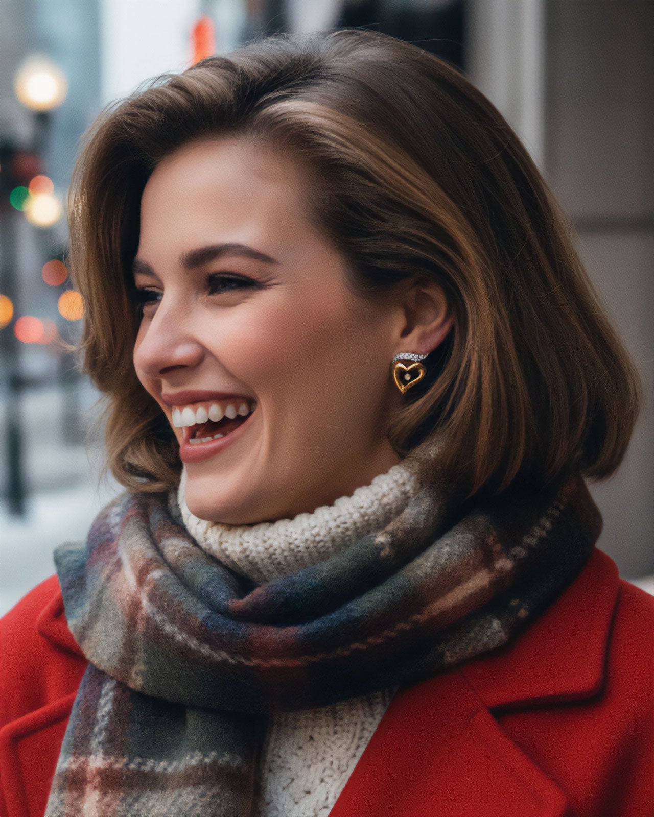 存在感あるハートのモチーフ イヤリング ヴィンテージアクセサリー 22KTゴールドプレート 金 ニッケルフリー KEYES カナダ製 欧米 プレゼント ギフト