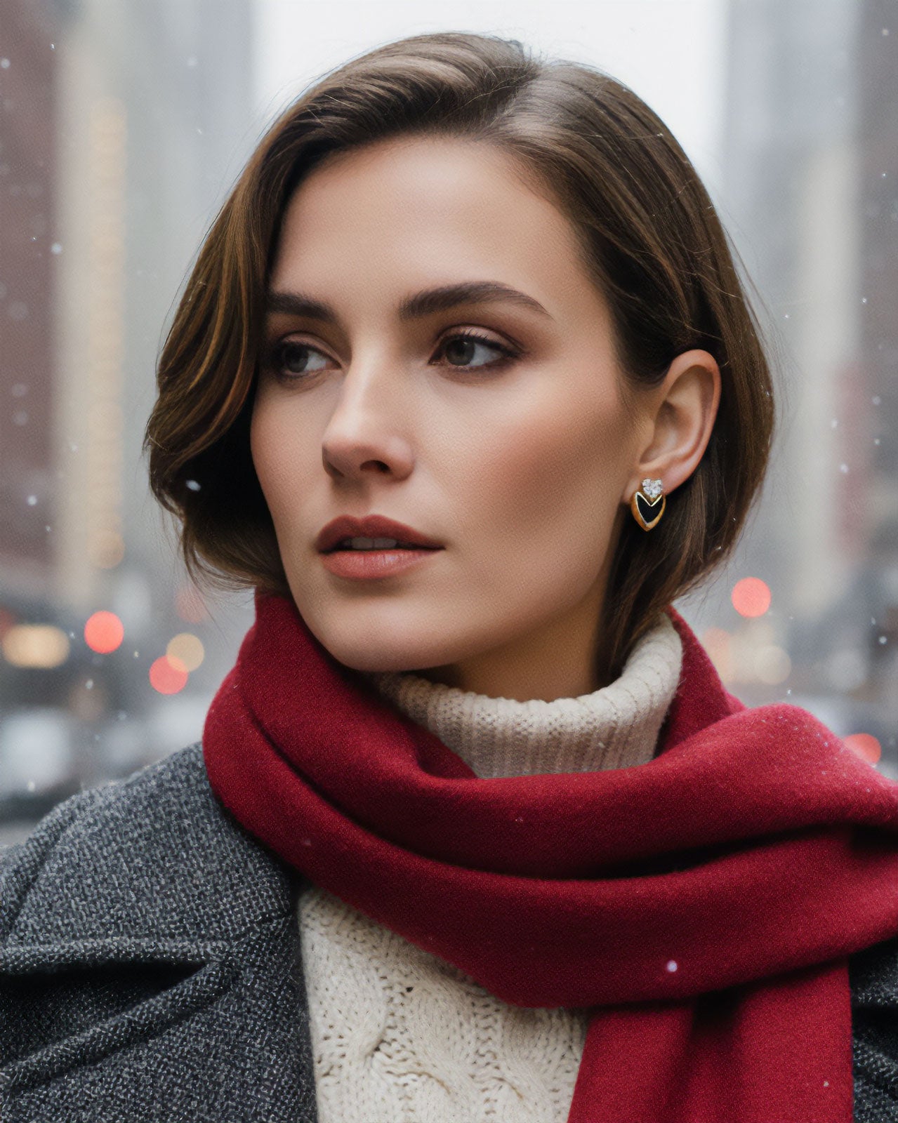 可愛いブラックハート イヤリング ヴィンテージアクセサリー 22KTゴールドプレート 金 ニッケルフリー KEYES カナダ製 欧米 プレゼント ギフト