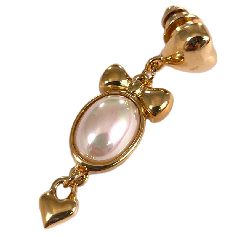 リボンとハートのモチーフ ピンブローチ ヴィンテージアクセサリー 22KTゴールドプレート 金 ニッケルフリー KEYES カナダ製 欧米 プレゼント ギフト