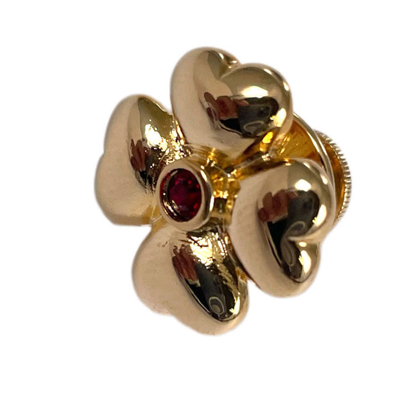 四つ葉のクローバーのモチーフ レッド グリーン ピンブローチ ヴィンテージアクセサリー 22KTゴールドプレート 金 ニッケルフリー KEYES カナダ製 欧米