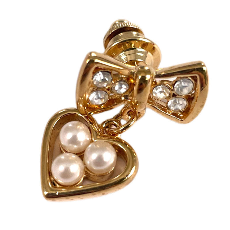 リボンとハートのモチーフ ピンブローチ ヴィンテージアクセサリー 22KTゴールドプレート 金 ニッケルフリー KEYES カナダ製 欧米 プレゼント ギフト