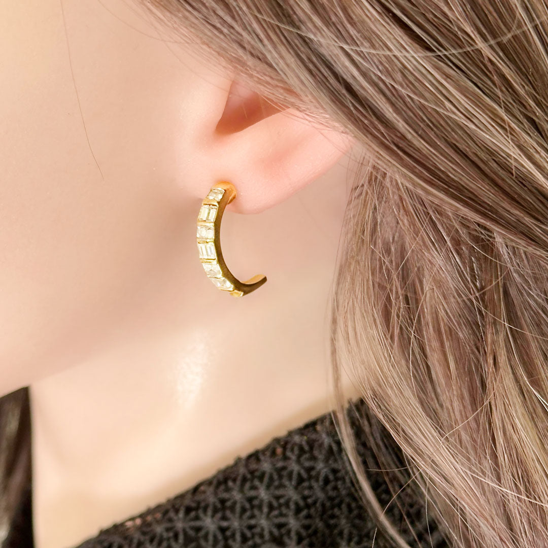 フープ ピアス ヴィンテージアクセサリー 22KTゴールドプレート 金 ニッケルフリー KEYES カナダ製 欧米 プレゼント ギフト