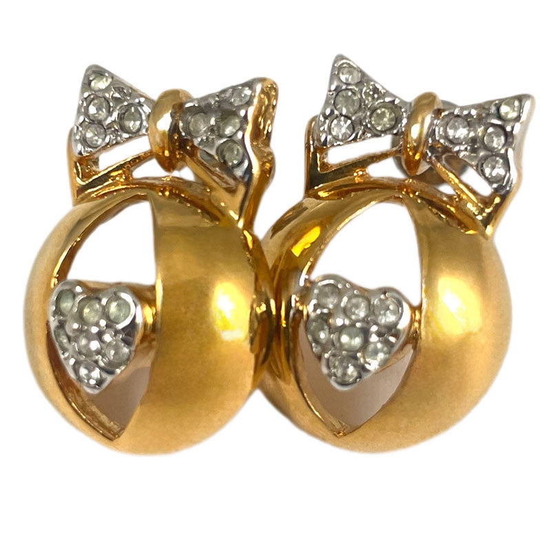 【RapportSelection】スタッドピアス リボンとハート ゴールド カナダ製 111376