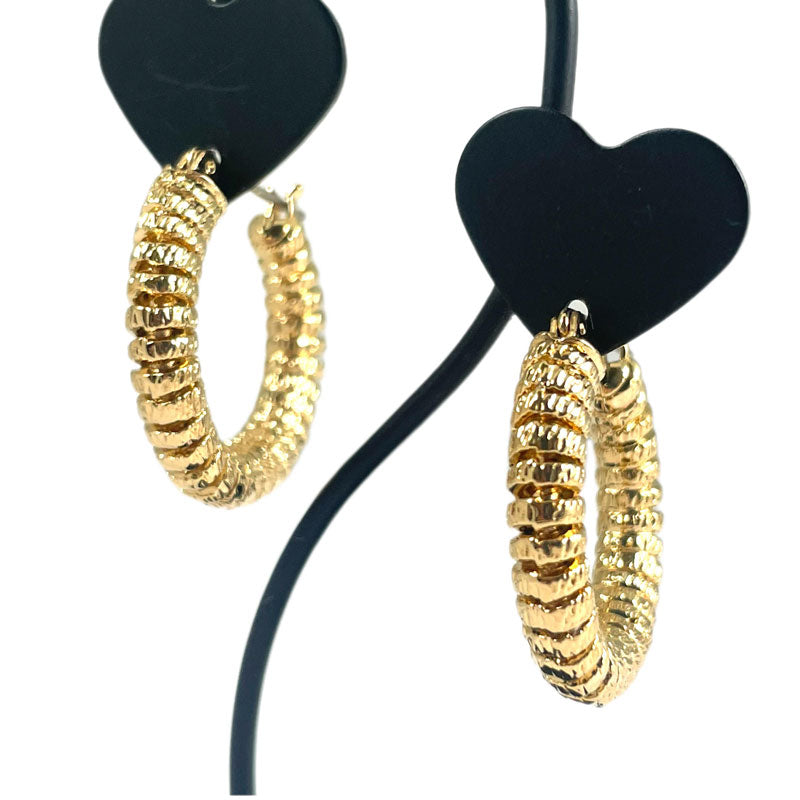 ツイストデザイン ゴールドリング フープピアス ヴィンテージアクセサリー 22KTゴールドプレート 金 ニッケルフリー KEYES カナダ製