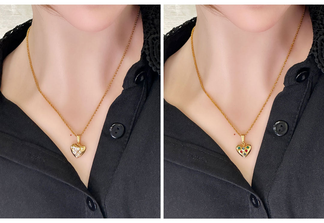 ハートのチャーム ネックレス レディース ヴィンテージアクセサリー 22KTゴールドプレート 金 ニッケルフリー KEYES カナダ製 欧米 プレゼント ギフト