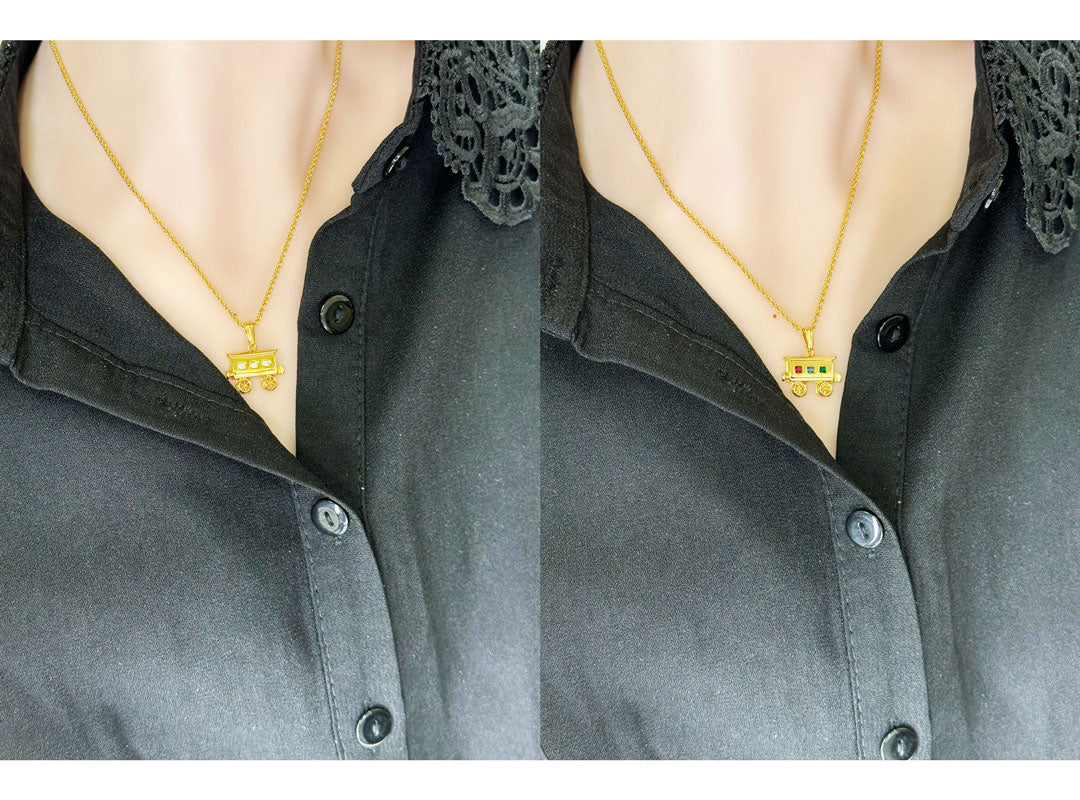 列車のチャーム ネックレス レディース ヴィンテージアクセサリー 22KTゴールドプレート 金 ニッケルフリー KEYES カナダ製 欧米 プレゼント ギフト