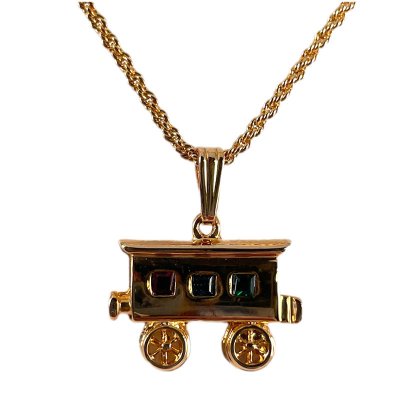 列車のチャーム ネックレス ヴィンテージアクセサリー 22KTゴールドプレート 金 ニッケルフリー KEYES カナダ製