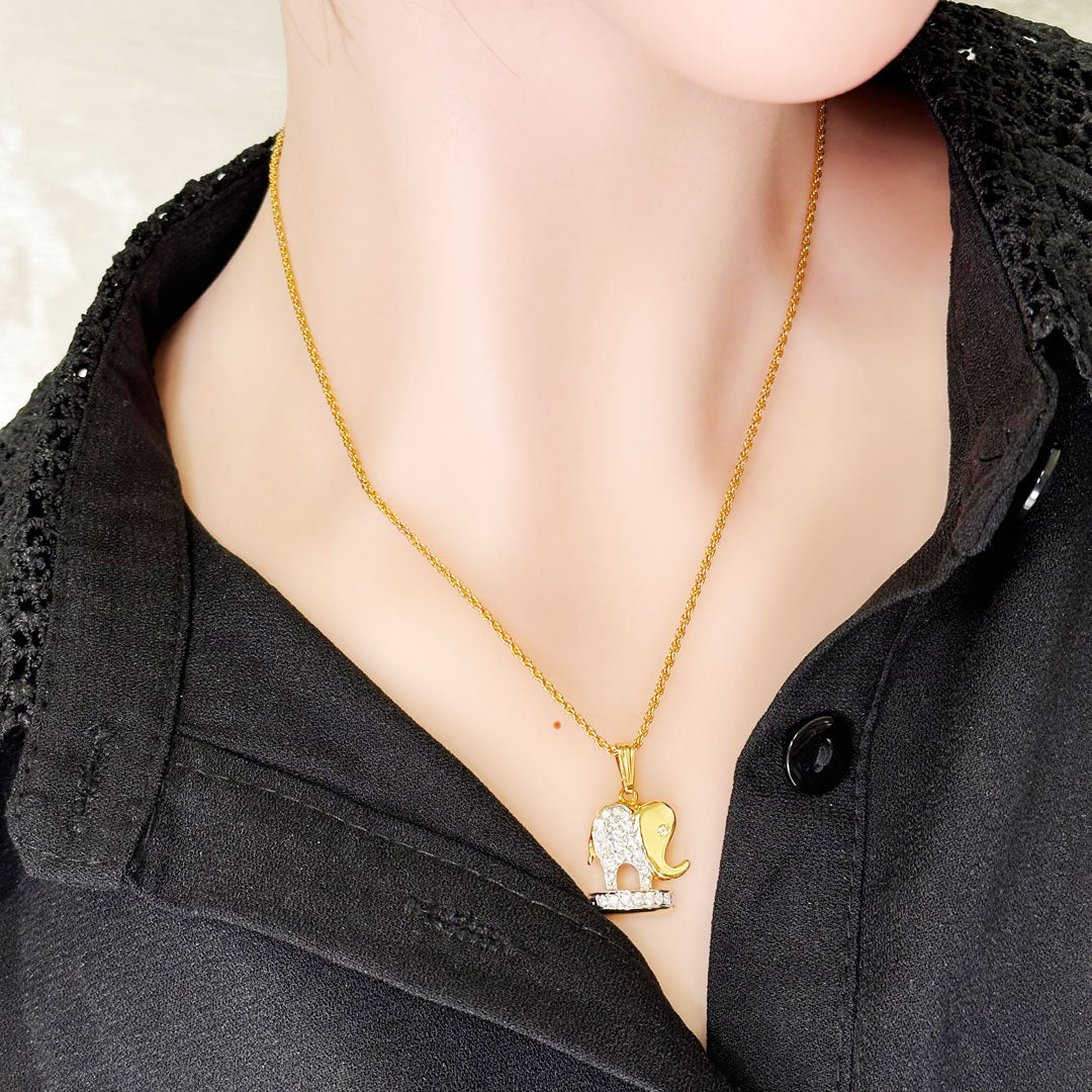 ゾウのチャーム ネックレス レディース ヴィンテージアクセサリー 22KTゴールドプレート 金 ニッケルフリー KEYES カナダ製 欧米 プレゼント ギフト
