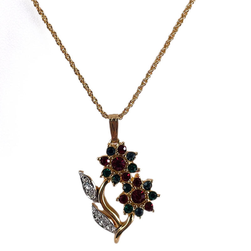 お花のチャーム ネックレス ヴィンテージアクセサリー 22KTゴールドプレート 金 ニッケルフリー KEYES カナダ製