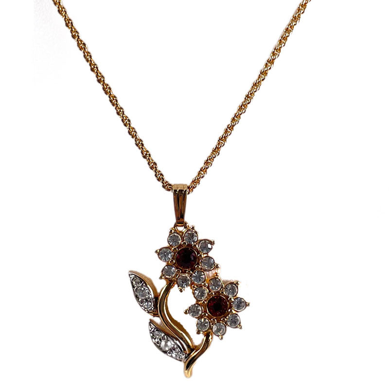 お花のチャーム ネックレス ヴィンテージアクセサリー 22KTゴールドプレート 金 ニッケルフリー KEYES カナダ製