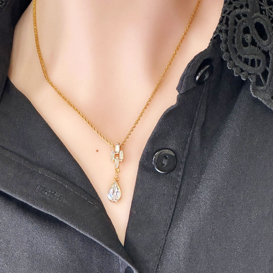 ディアドロップ ネックレス レディース ヴィンテージアクセサリー 22KTゴールドプレート 金 ニッケルフリー KEYES カナダ製 欧米 プレゼント ギフト