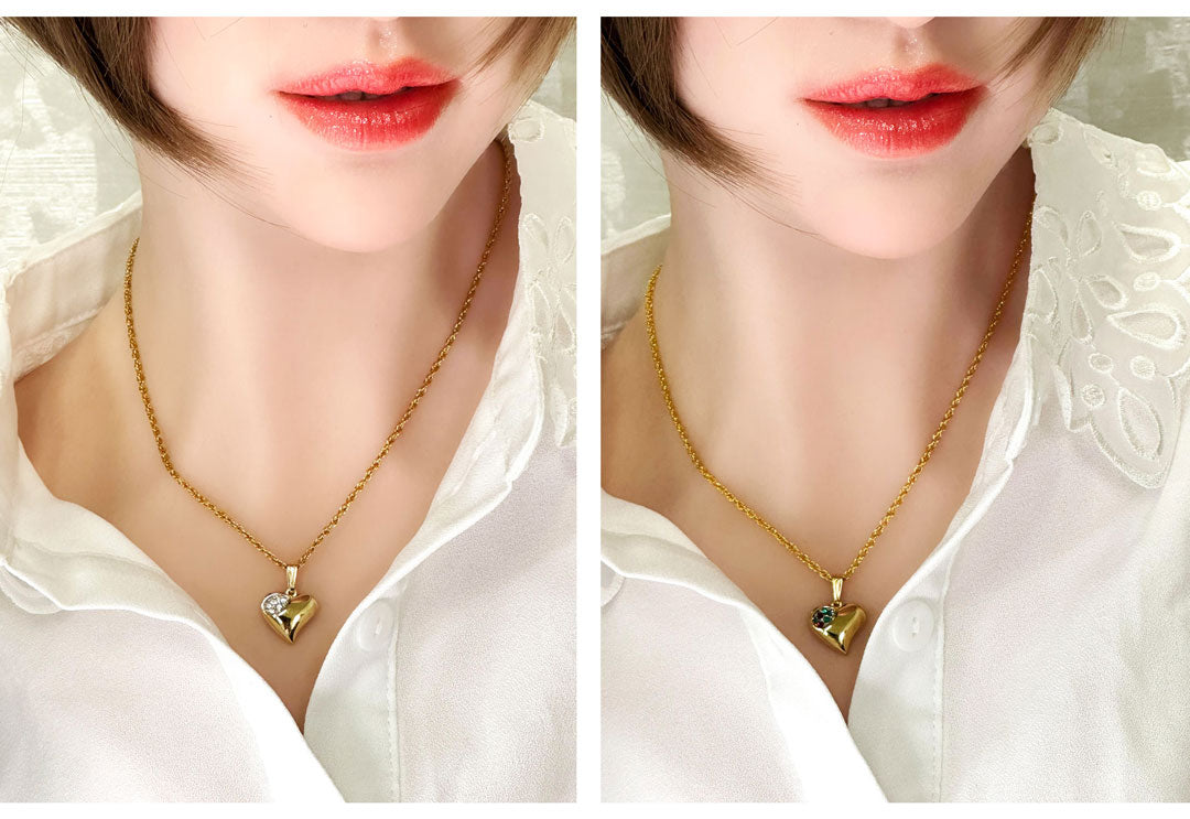 ハートのチャーム ネックレス レディース ヴィンテージアクセサリー 22KTゴールドプレート 金 ニッケルフリー KEYES カナダ製 欧米 プレゼント ギフト