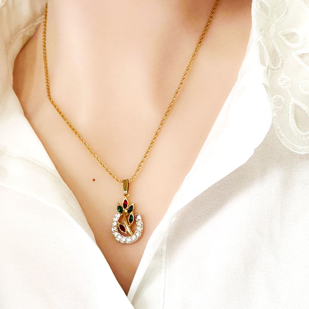 ホースシュー ネックレス 馬蹄のチャーム レディース ヴィンテージアクセサリー 22KTゴールドプレート 金 ニッケルフリー KEYES カナダ製 欧米 プレゼント ギフト