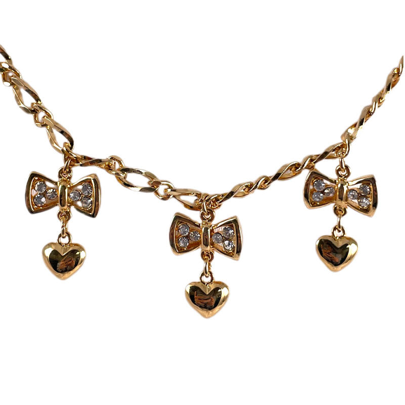 三連ハートのチャーム ネックレス ヴィンテージアクセサリー 22KTゴールドプレート 金 ニッケルフリー KEYES カナダ製