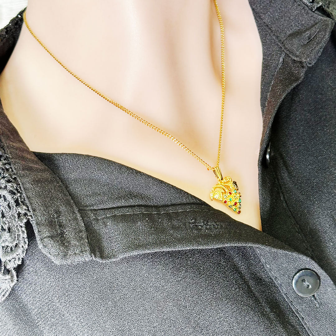 葡萄のチャーム ネックレス レディース ヴィンテージアクセサリー 22KTゴールドプレート 金 ニッケルフリー KEYES カナダ製 欧米 プレゼント ギフト