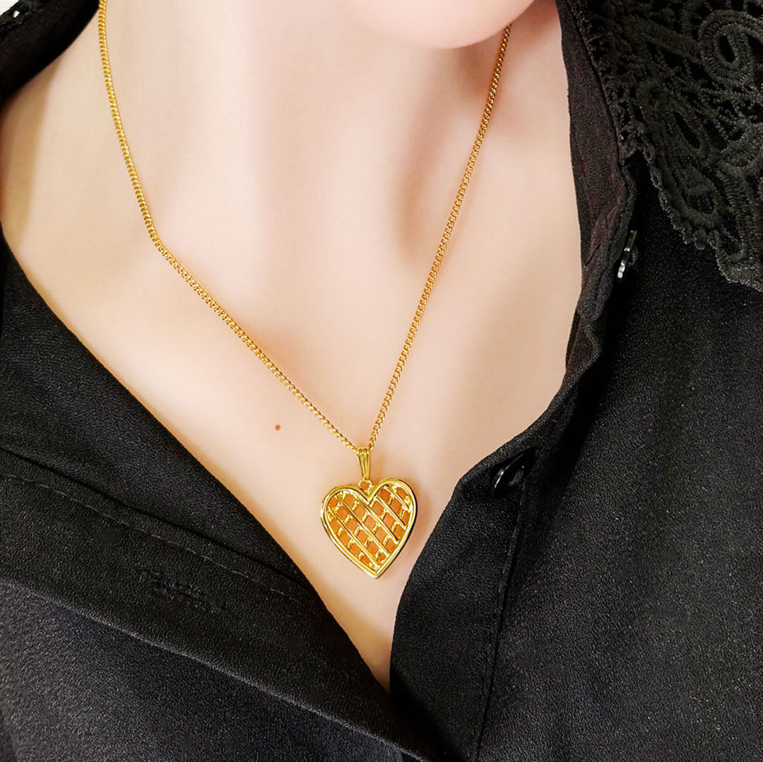 ハートのチャーム ネックレス レディース ヴィンテージアクセサリー 22KTゴールドプレート 金 ニッケルフリー KEYES カナダ製 欧米 プレゼント ギフト