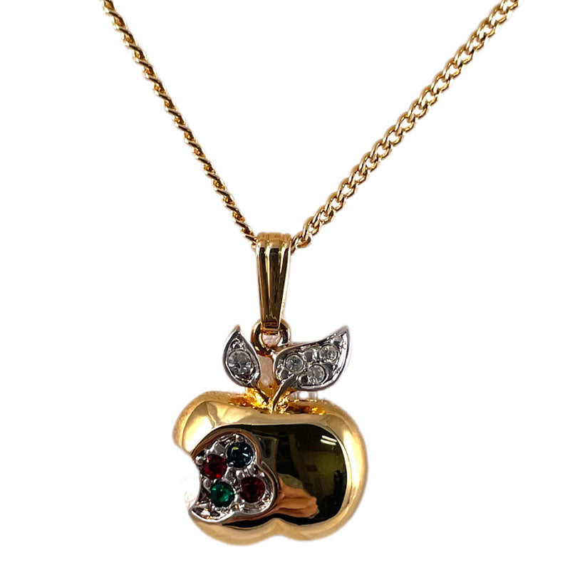 リンゴのチャーム ネックレス ヴィンテージアクセサリー 22KTゴールドプレート 金 ニッケルフリー KEYES カナダ製