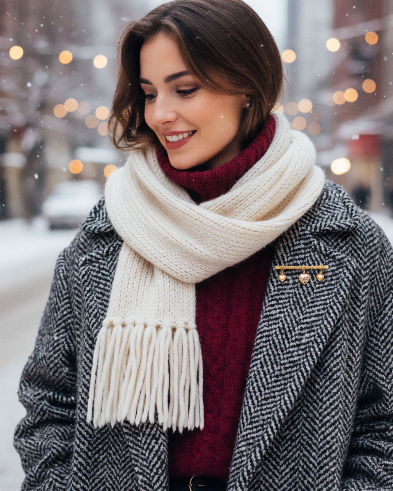 【RapportSelection】ブローチ ３連ハート ゴールド カナダ製 111702