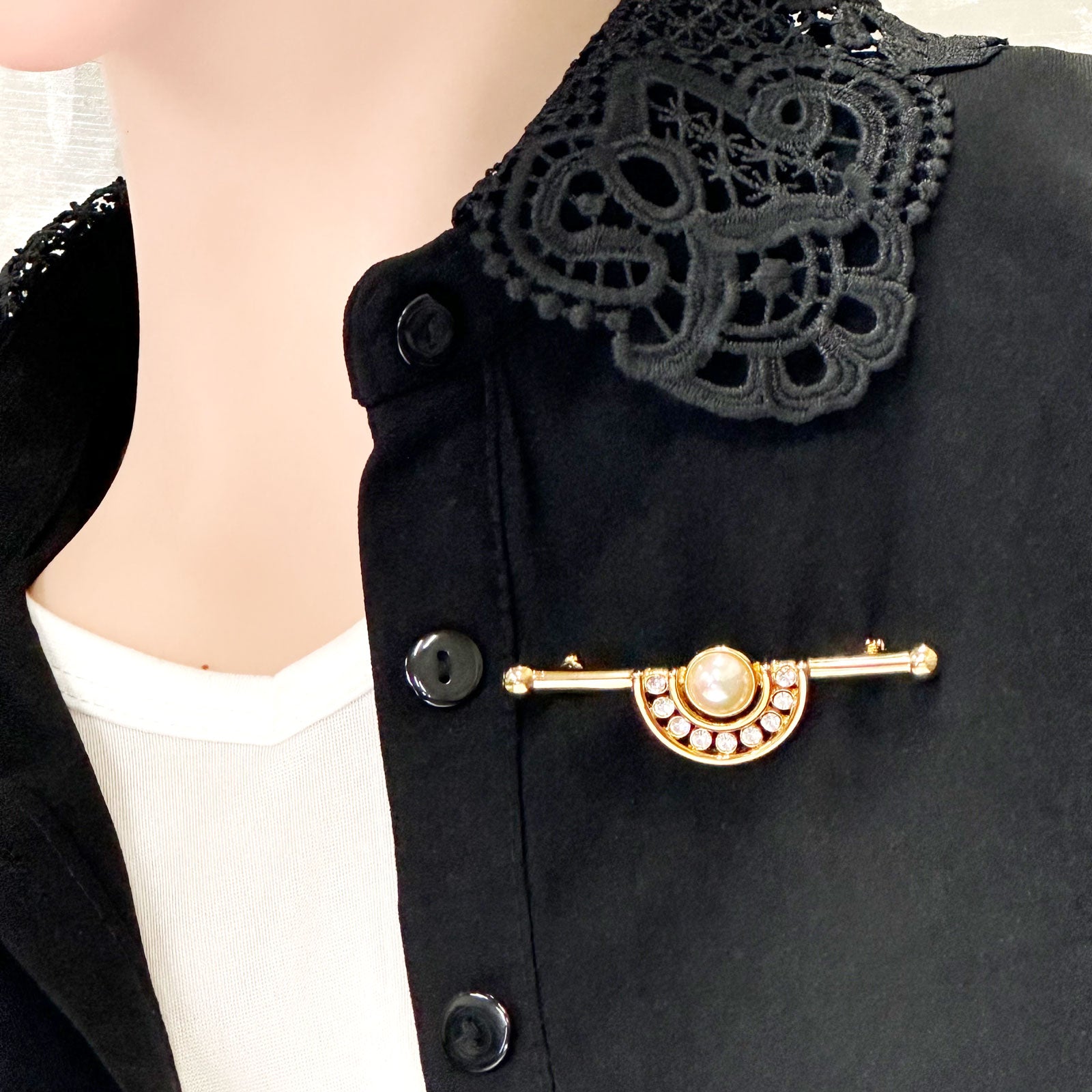 ヴィンテージブローチ パールのブローチ レディース ヴィンテージアクセサリー 22KTゴールドプレート 金 ニッケルフリー KEYES カナダ製 欧米 送料無料 プレゼント ギフト