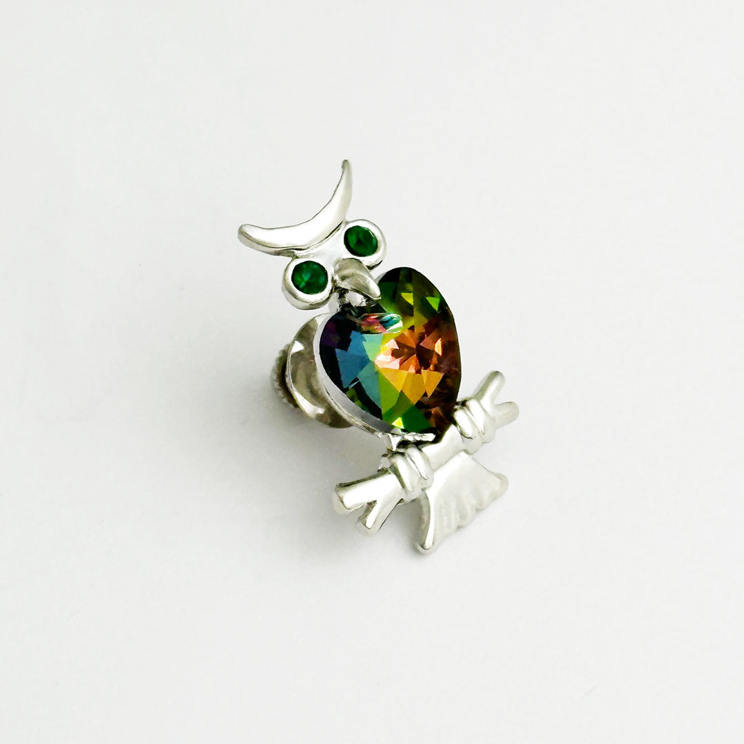 オーロラふくろうのピンブローチ レディースファッション アクセサリー プレゼント ギフト