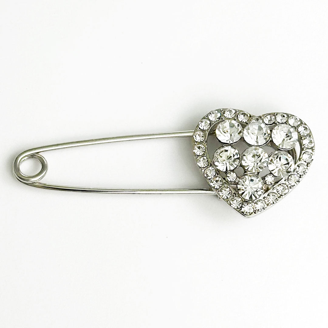 キラキラハートのキルトピン ストール留めに便利なハートの大きな安全ピン ストールピン プレゼント ギフト