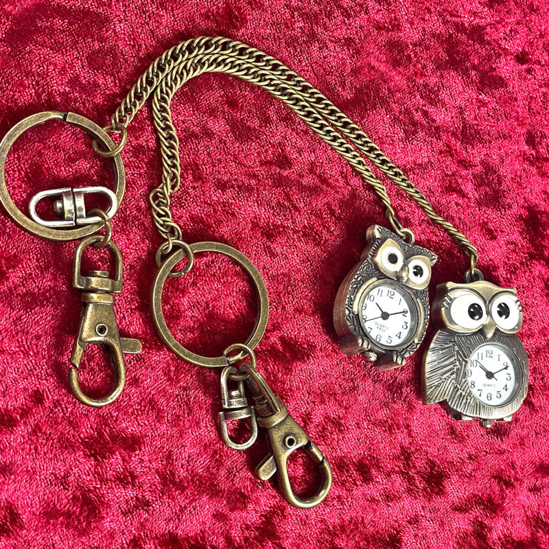 アンティーク風の可愛いフクロウの懐中時計  プレゼント ギフト