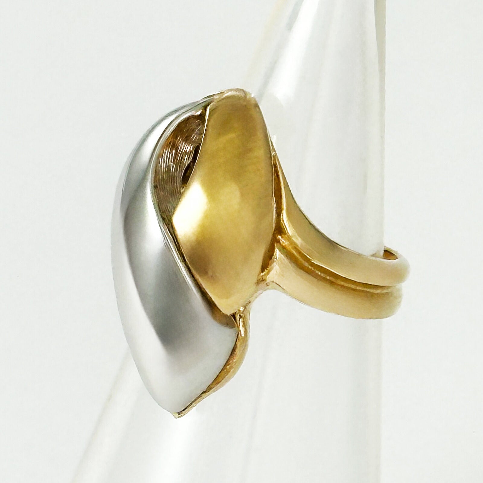 ヴィンテージリング シルバー＆ゴールドコンビの指輪 ヴィンテージアクセサリー 22KTゴールドプレート 金 ニッケルフリー KEYES カナダ製 欧米 11号 13号 プレゼント ギフト