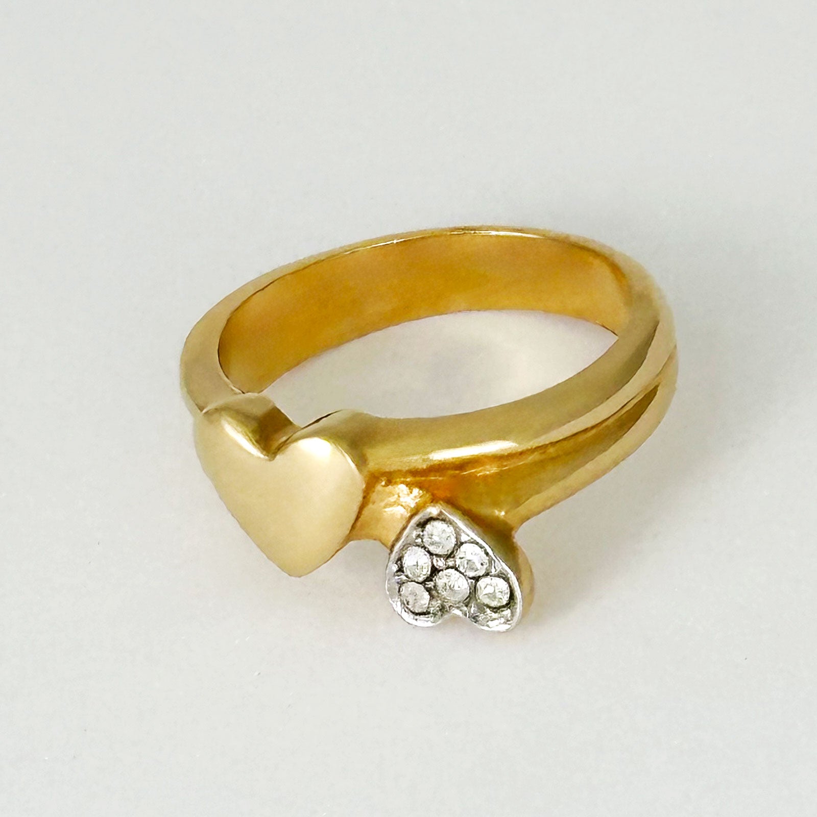 ヴィンテージリング 可愛いハートの指輪 ヴィンテージアクセサリー 22KTゴールドプレート 金 ニッケルフリー KEYES カナダ製 欧米 11号 13号 プレゼント ギフト