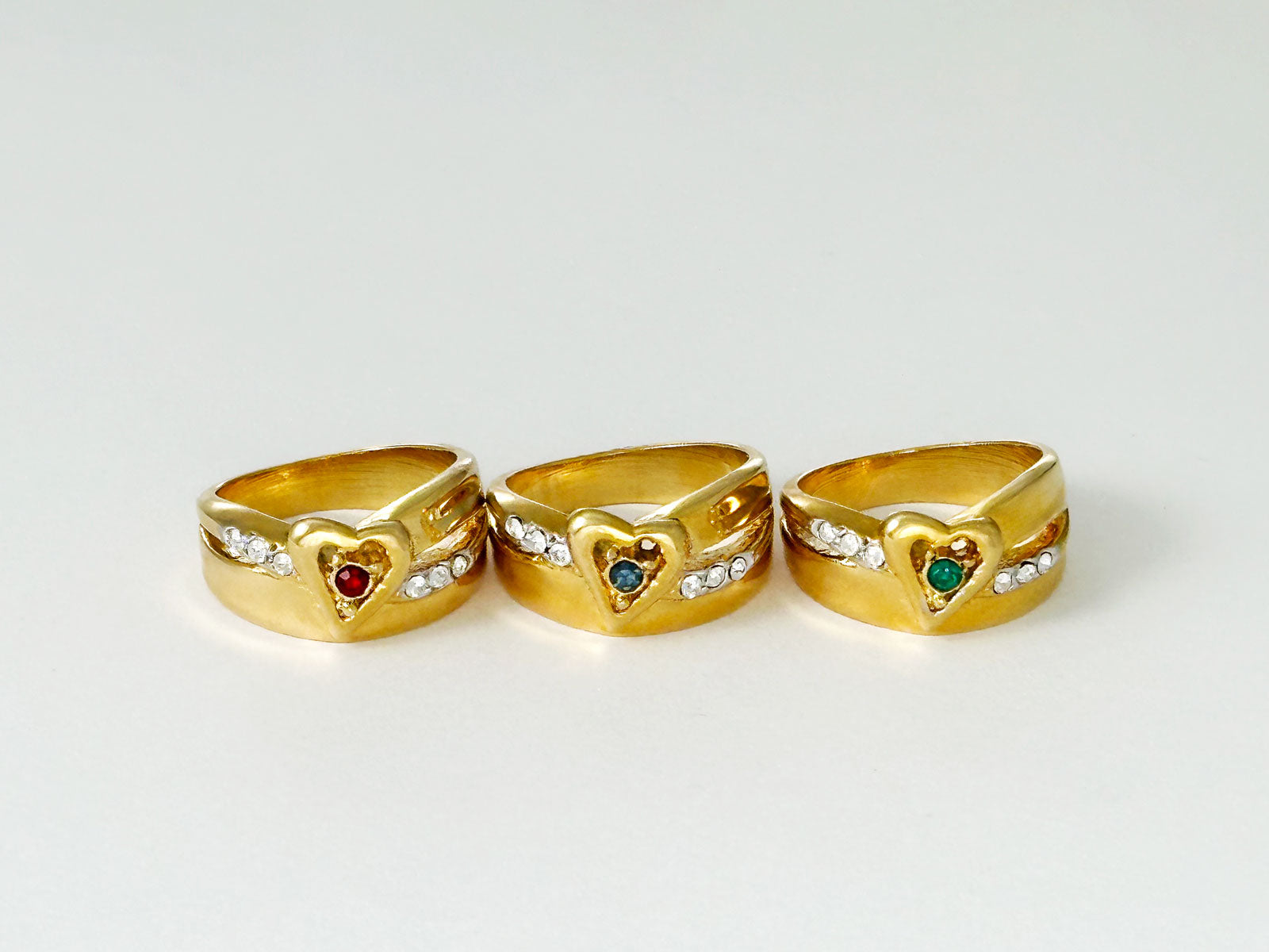 ハートのヴィンテージリング ３スタイル コスチュームジュエリー 11号 13号 ヴィンテージアクセサリー 可愛い指輪 22KTゴールドプレート 金 ニッケルフリー KEYES カナダ製 欧米 プレゼント ギフト