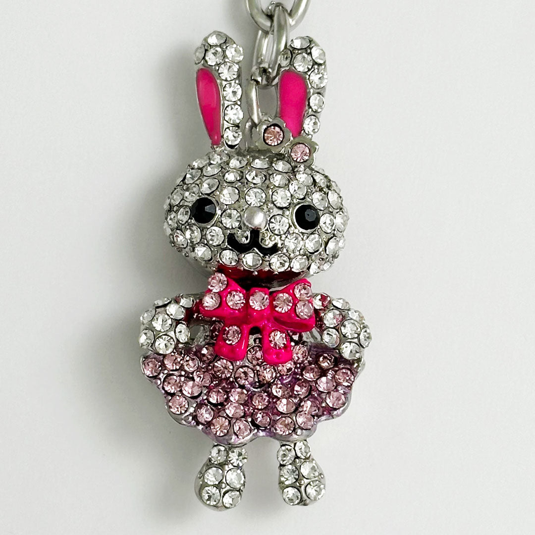 きらきらラインストーン 可愛いうさぎのキーホルダー キーリング ペア お揃い シルバー ブルー ピンク プレゼント ギフト