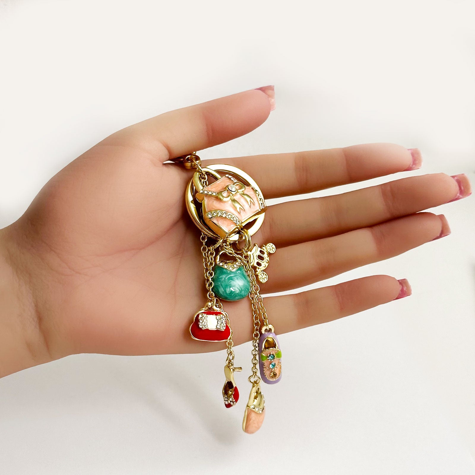 ファンシー可愛いジャラジャラキーホルダー キーリング ゴールド プレゼント ギフト