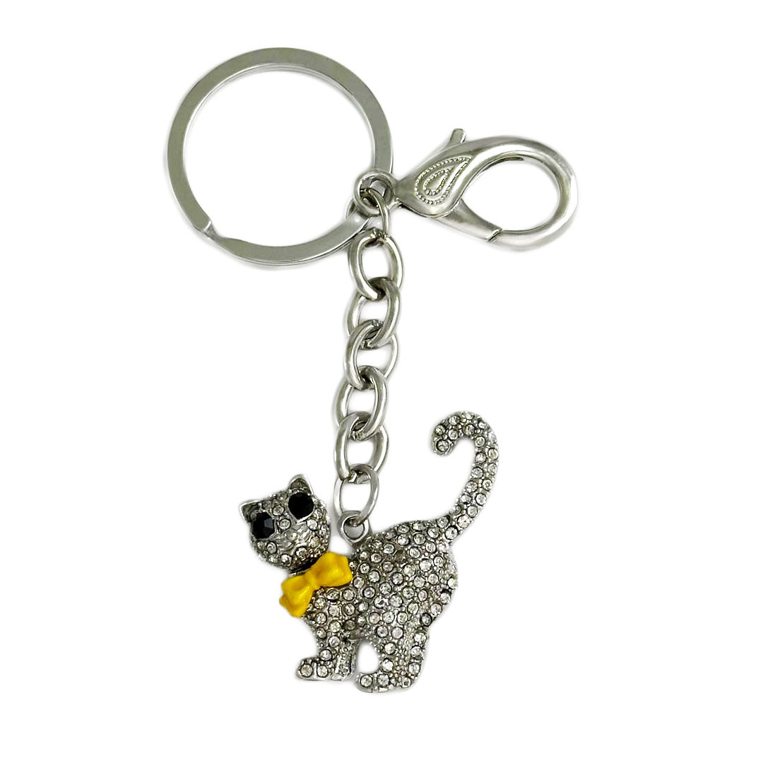 きらきらラインストーン 可愛いにゃんこのキーホルダー キーリング プレゼント ギフト