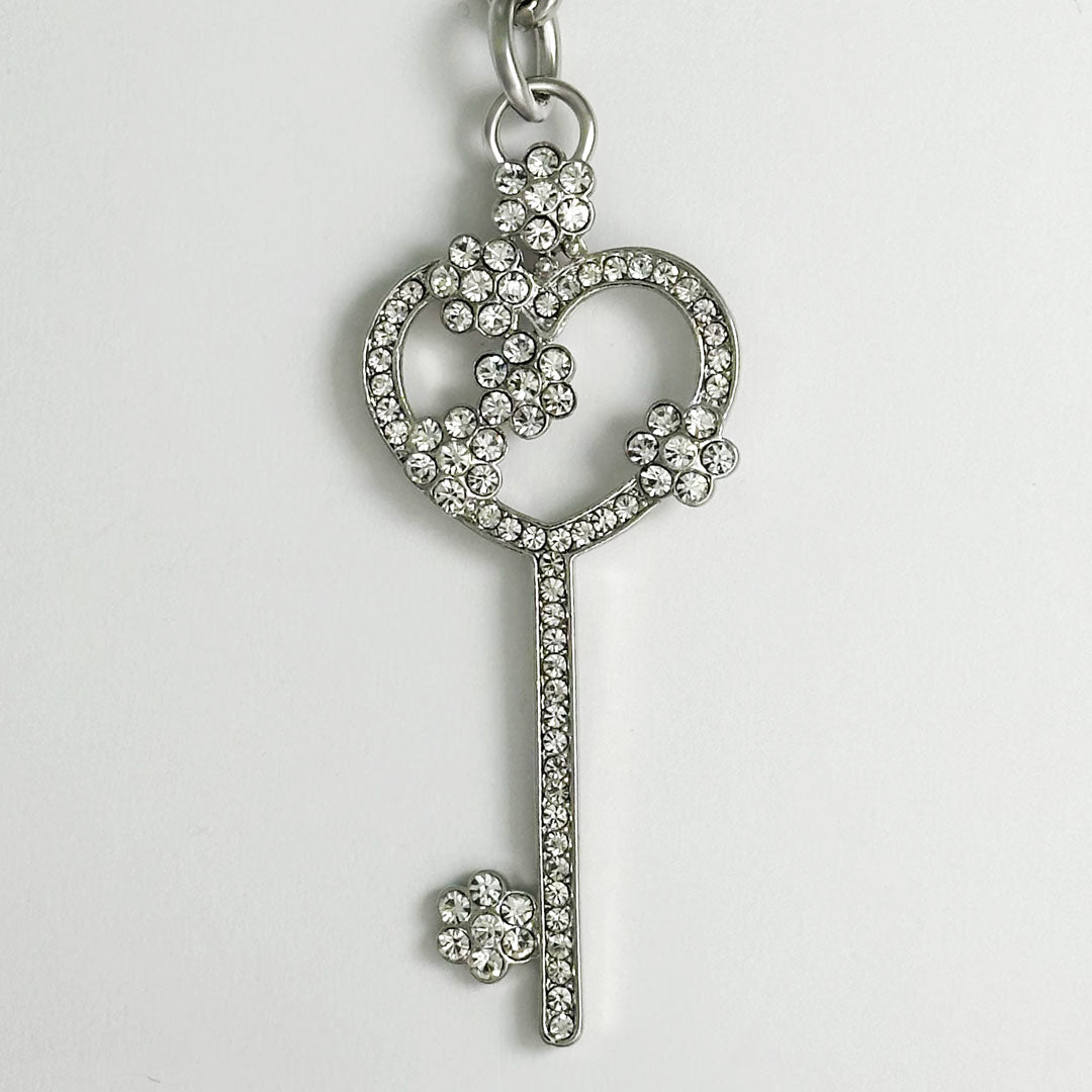 きらきらラインストーン ハートの鍵のキーホルダー キーリング 可愛い ペア お揃い ゴールド シルバー プレゼント ギフト