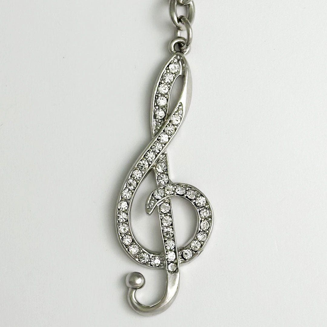 きらきらラインストーン 可愛いト音記号のキーホルダー キーリング ペア お揃い 音符 楽譜 音楽 プレゼント ギフト