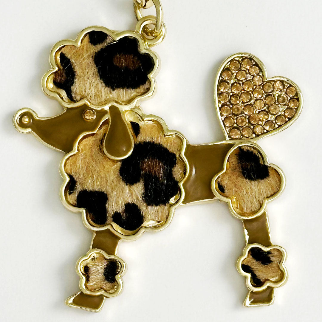 可愛いプードルのキーホルダー キーリング ペア お揃い ホワイト ヒョウ柄 プレゼント ギフト