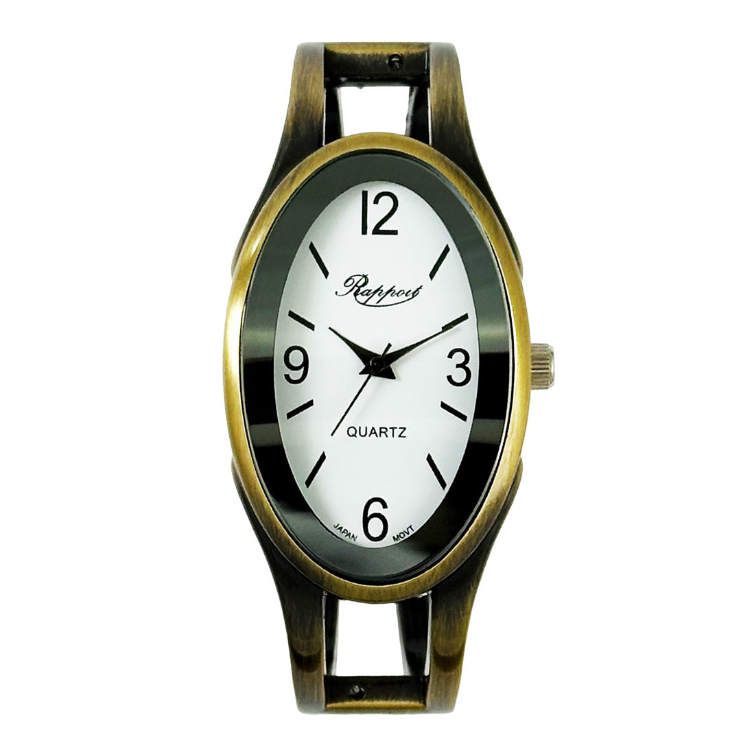 【Rapport】 バングルウォッチ オーバルフェイス 見やすい文字盤 華奢 レディース 腕時計