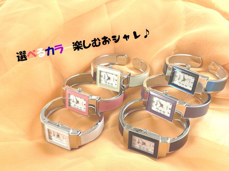 【Rapport】 バングルウォッチ スクエアフェイス モード アクセサリー感覚 角型 レディース 腕時計