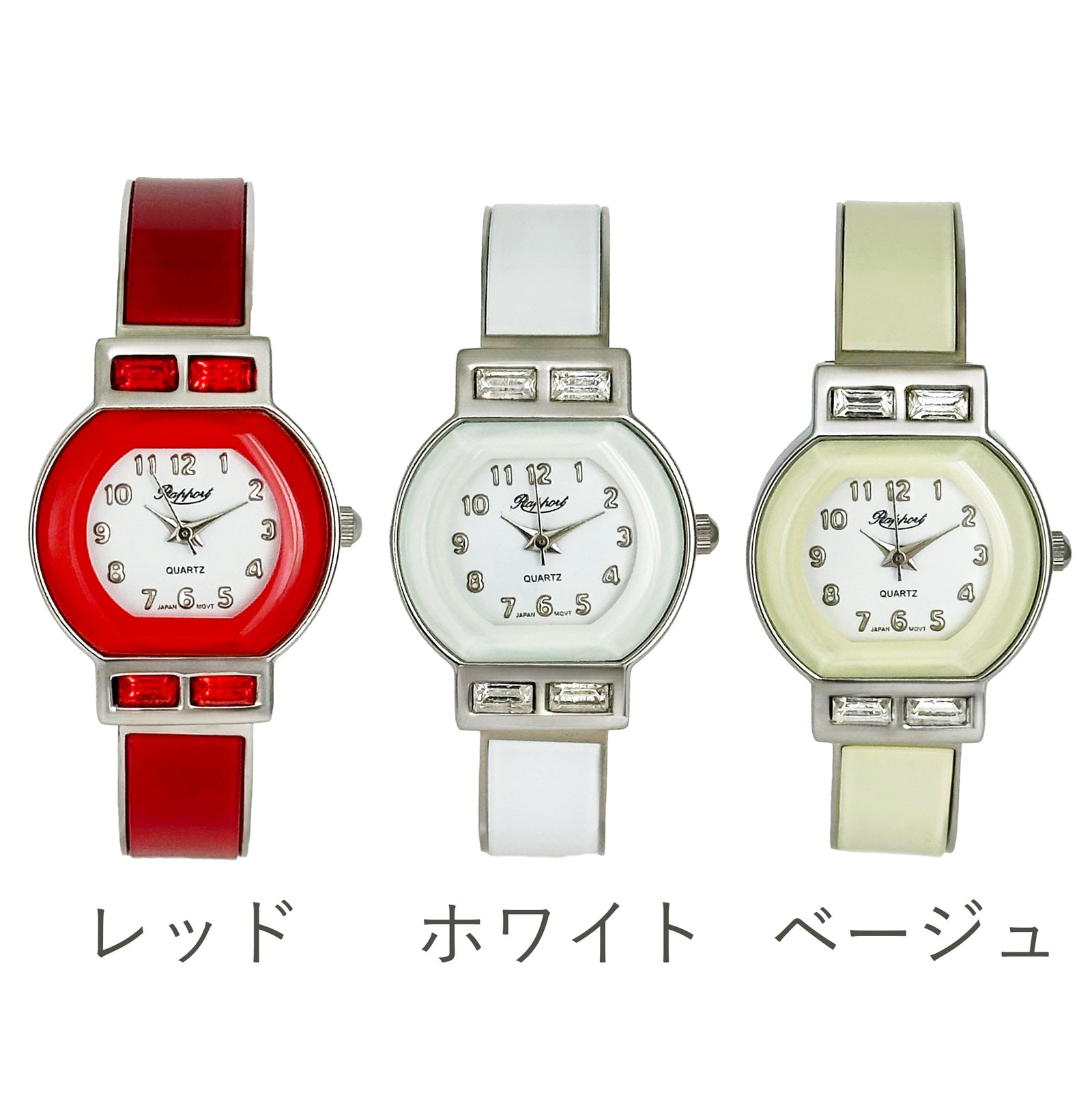 【Rapport】 バングルウォッチ ラウンドインスクエア 細め 個性派フェイス レトロ レディース 腕時計