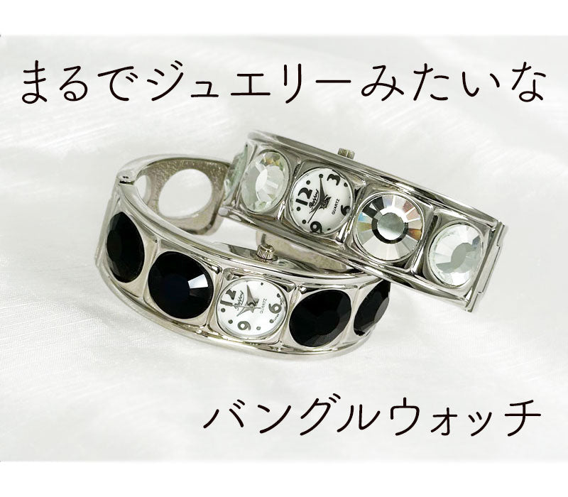 【Rapport】 バングルウォッチ ジュエルウォッチ アクセサリー感覚 重厚感 レディース 腕時計