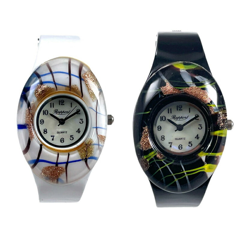 【Rapport】 バングルウォッチ ペイントデザイン ラウンド アート レディース 腕時計