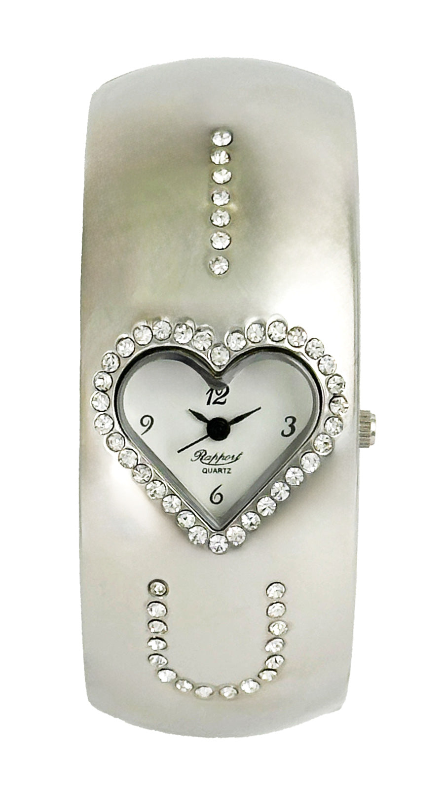 【Rapport】 バングルウォッチ ハート型の文字盤 重厚感 太め レディース 腕時計