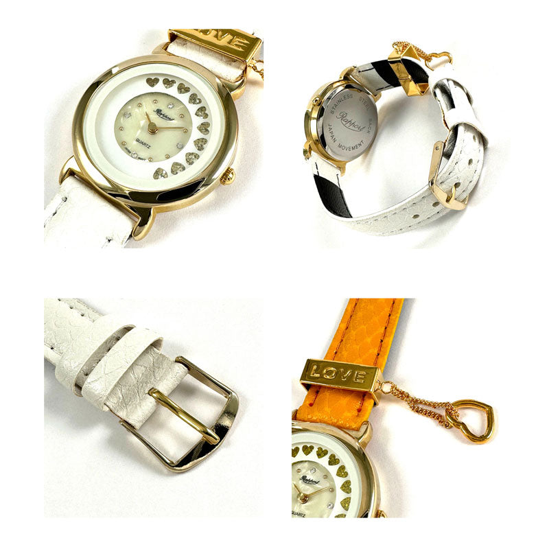 【Rapport】 革ベルト ランニングハート レディース 腕時計