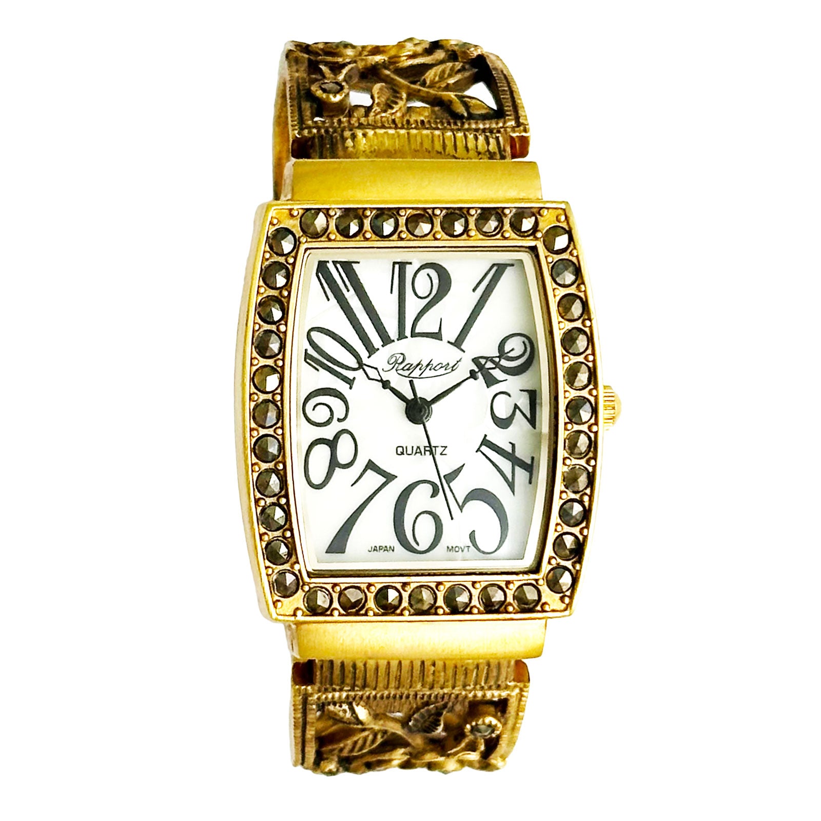 【Rapport】 バングルウォッチ アンティーク調 透かしバングル レクタングル レディース 腕時計