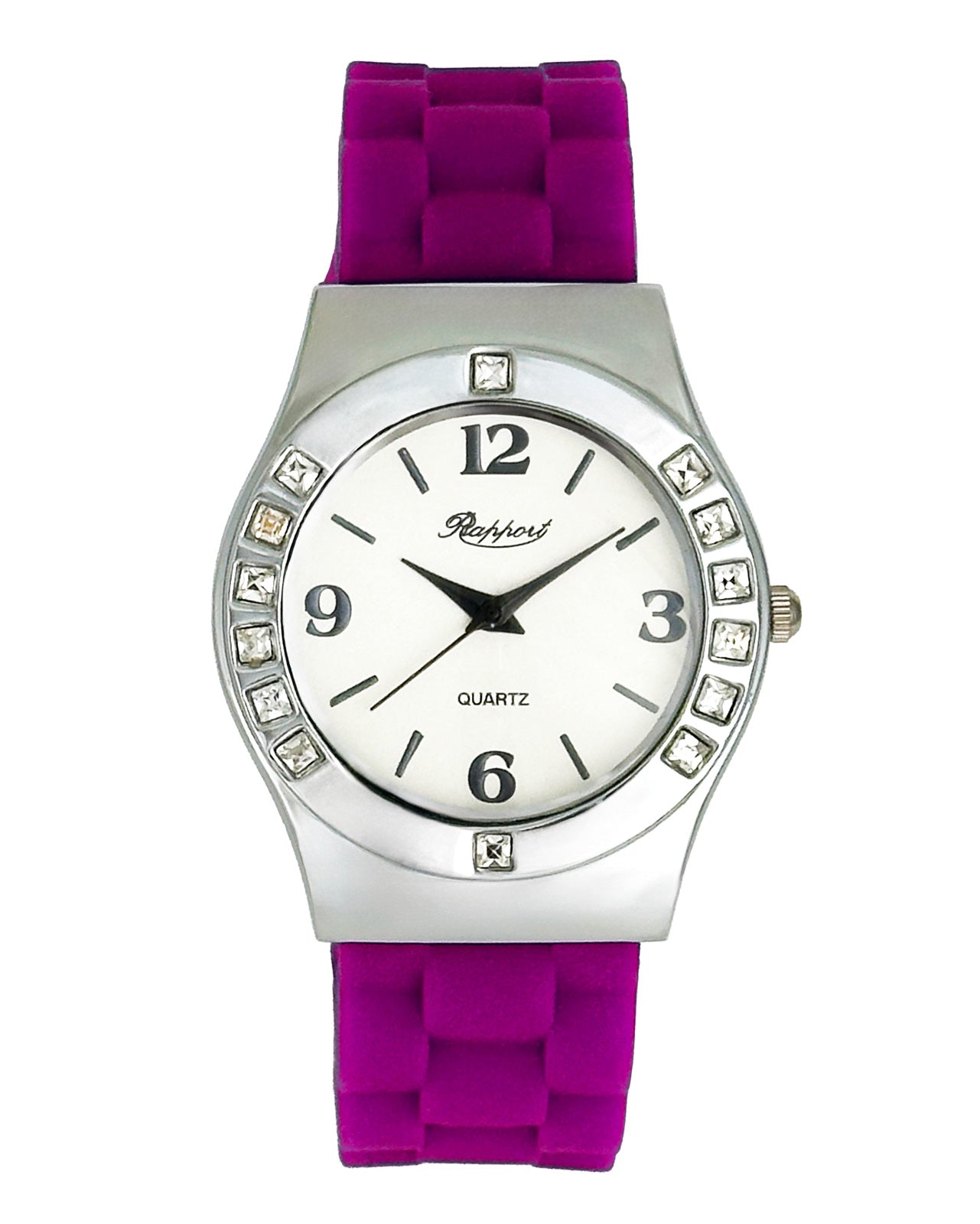 【Rapport】 バングルウォッチ ラバーバングル 見やすい文字盤 パープル レディース 腕時計