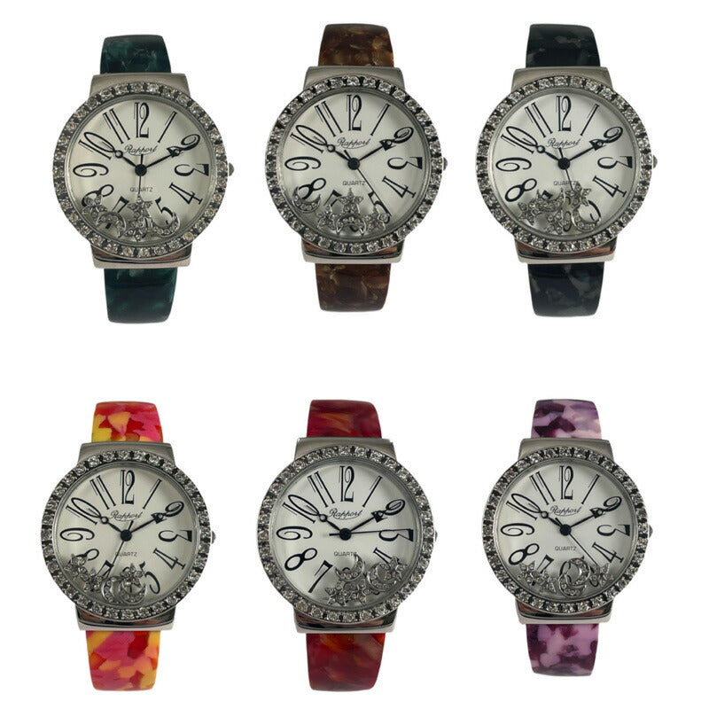 【Rapport】 バングルウォッチ ビッグフェイス 星入り 個性的 レディース 腕時計