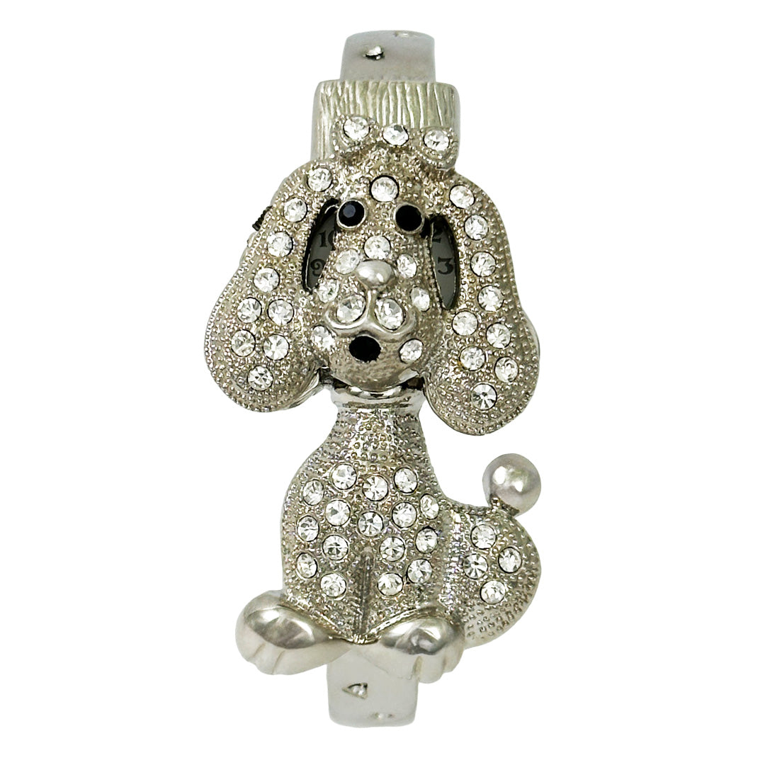 【Rapport】 バングルウォッチ 犬モチーフ 蓋付き 華やか アクセント レディース 腕時計