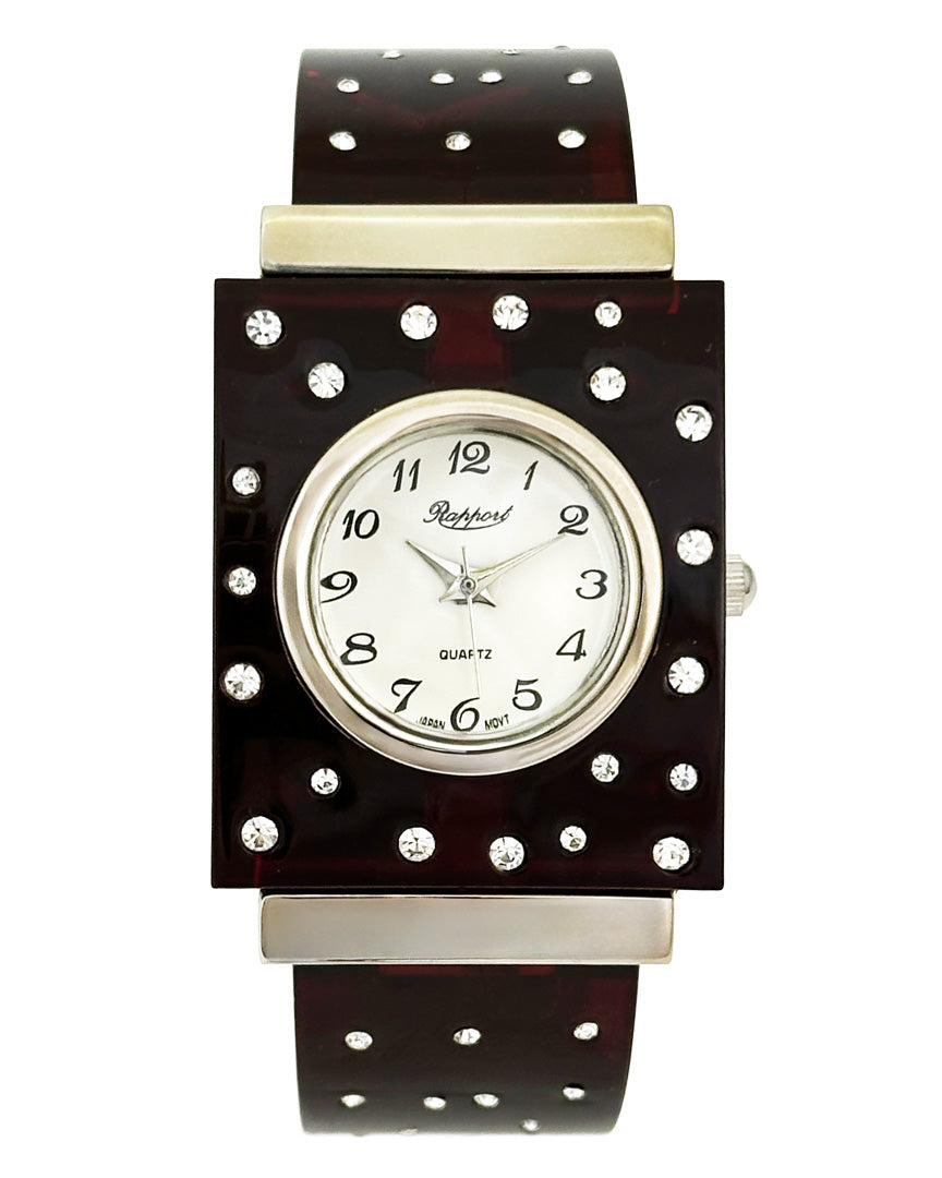 【Rapport】 バングルウォッチ レジン ブレスレット風 幅広 存在感 レディース 腕時計